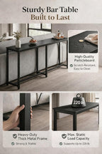 Homleke 71" L Narrow Long Kitchen Dining Bar Table, Counter Height High Pub Desk with Metal Frame for Small Spaces, Black