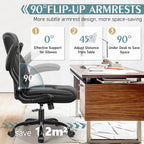 Leather Office Chair, PU Home Computer Desk Chairs with Ergonomic Back Support, 360°Swivel Free，Small Gmaing Chair with Wheels and Adjustable Armrests, for Short People Use, Black