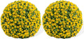 22 Inch Yellow Faux Rose Flower Spheres, 2 Pack Artificial Rose Topiary Balls with Hanging Chains and Zip Ties, Weatherproof Fake Floral Ornaments for Porch Patio Garden Indoor Wedding Decoration
