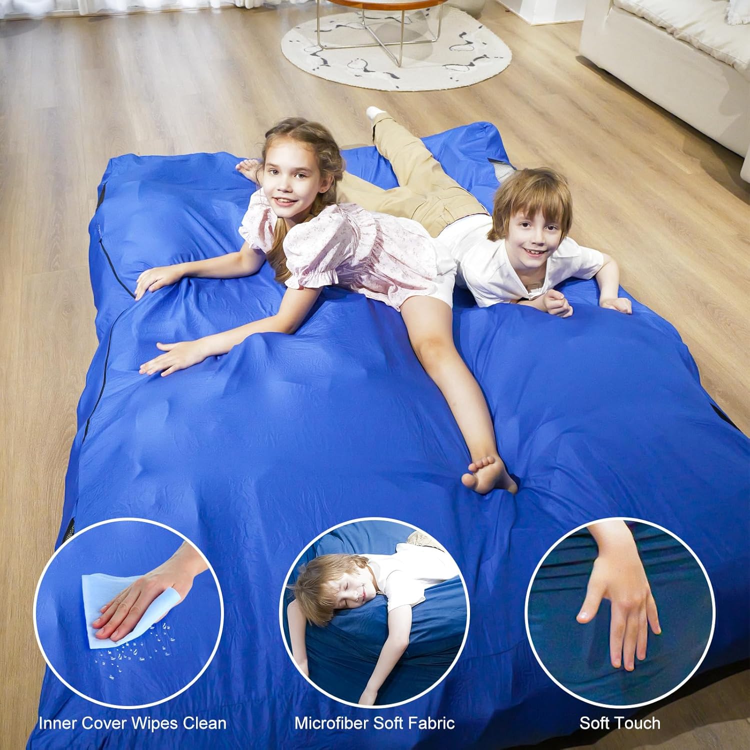 Bean Bag Chair and Sensory Crash Pad, Convertible Beanbag Folds from Lazy Chair to Floor Sensory Crash Pad, Giant Lazy Sofa Chairs with Memory Foam Filling, Machine Washable