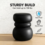 Black Concrete Side Table Unique Sculptural End Table, 19” Tall Handmade Cement Accent Table, Curved Drum Pedestal End Table for Living Room, Bedroom, or Covered Patio