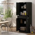 HOMCOM 71" Kitchen Pantry Cabinet with Adjustable Shelf and Drawer, Freestanding Tall Storage Cabinet with Double Doors, Distressed Black
