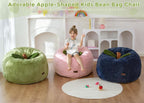 MAXYOYO Kids Bean Bag Chair, Apple-Shaped Toddler Sofa with Fur Fabric | Cute Bean Bag Sofa for Boys and Girls, Plush Floor Chair Seat for Bedroom, Playroom, Reading Corner