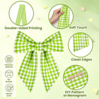 Spring Wreath Sash, 56 Inch Green and White Plaid Front Door Wreath Sash for Holiday Indoor Outdoor Decorations, 1 Pcs