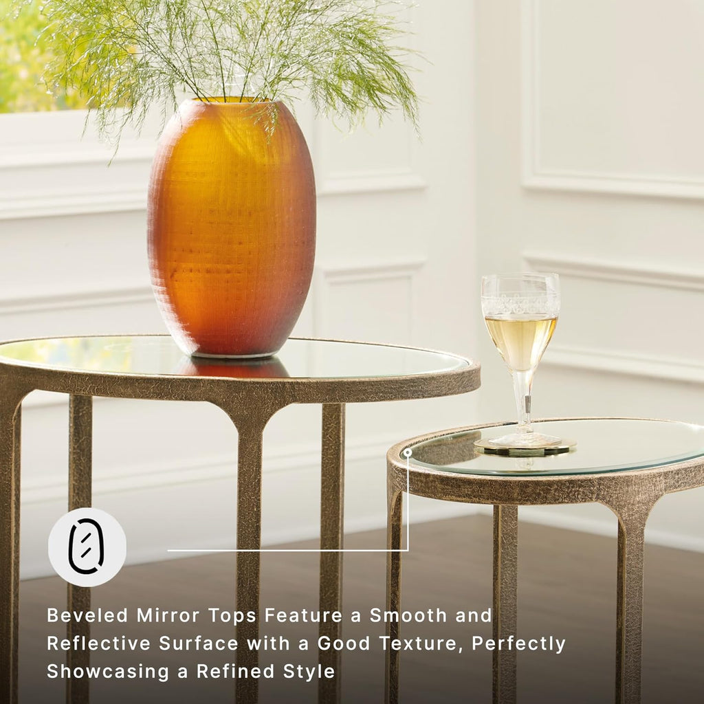 Signature Design by Ashley Irmaleigh Classic Nesting Accent Table Set with Mirrored Tabletops, Set of 2, Metallic