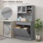 39.4" D*13.8" W*67.7" H Freestanding Kitchen Pantry with 2 Drawers, 2 Shelves, Top French Door & Lower Double Door, Rectangular Storage Cabinet, for Living Room, Dining Room, Gray