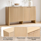 CHITA 61" Sideboard Buffet Cabinet with Storage, Living Room Accent Cabinet with Doors and Adjustable Shelves, for Bar, Kitchen, Oak