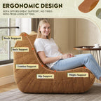 WLIVE Bean Bag Chair for Adults, Teddy Fleece Togo Chair, Giant, Memory Foam, for Living Room and Bedroom, Single, Brown