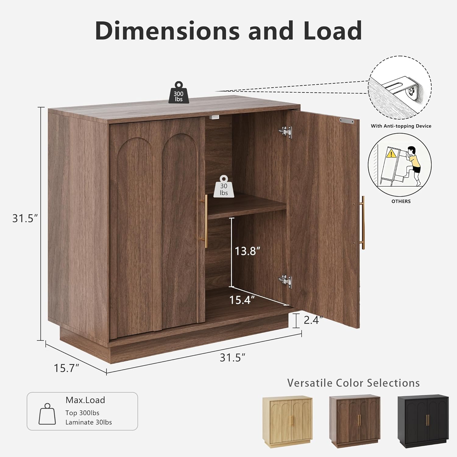 FORTUNETEC Sideboard Buffet Cabinet with Storage, Mid Century Modern Accent Cabinet with Arched Doors, Modular Media Console, Minimalist Credenza for Living Room Kitchen Dining Room Entryway, Walnut