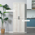 63" 2-Door Kitchen Pantry,Freestanding Storage Cabinet with 5-Tier Shelving and 2 Adjustable Shelves for Dining Room,Antique White