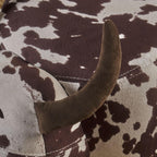 Brown and White Velvet Cow Shaped Ottoman, Cute Wood Foot Stool Shoes Changing Seat with Cushioned for Adult Living Room, Bedroom, Nursery Gameroom, Playroom, Porch Furniture