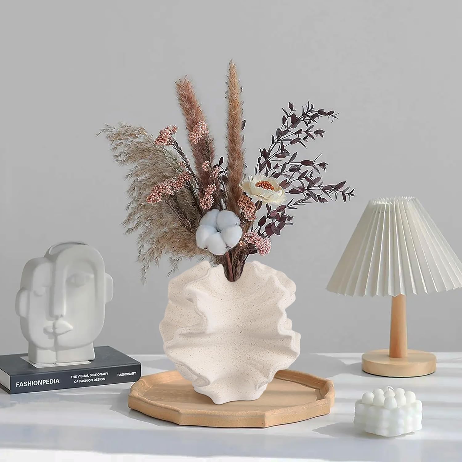 Konstera Large Ceramic Coral Vase Decor, Unique Flower Vase for Bathroom Counter, Boho Vase for Mantle, Living Room, Entry Way Table Home Decor