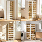 Foldable Shoe Rack Set of 2, 9 Tier Collapsible Shoe Rack with Magnetic Doors, Large Capacity Clear Display Cabinet with Wheels for 18 Pairs, Apartment Entryway