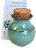 Handmade Dandelion Flower Pot for New Mommy to Be - Miniature Pottery Vase for Baby Shower Favor Presents Green (Miniature Vase w/Cork)