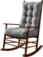 Rocking Chair Cushions Indoor, 5-inch Thicken Seat Cushion with Memory Foam Non-Slip Tufted Chair Pads Set of Seat & Back Cushion for Outdoor Rocker Living Room, Light Grey, 22x17x5/17x17x5