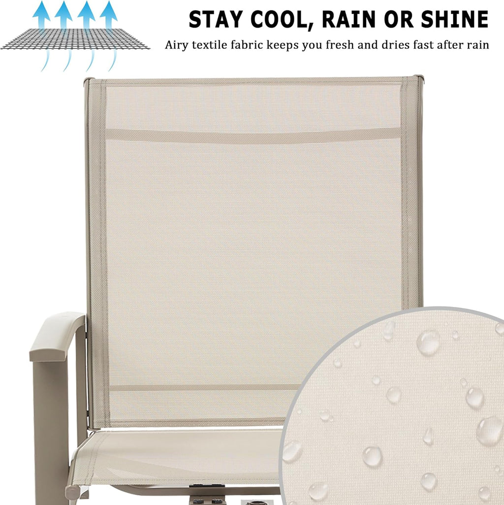 Outdoor Swivel Rocker Dining Chair Set of 2, All Weather Patio Dining Chair with Textilene High Back and Metal Frame, Backyard, Lawn Garden and Deck Porch Patio Furniture Set