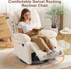 Korser Rocking Recliner Chair, Nursery Rocker Chair for Adults, Small Recliners for Small Spaces, Swivel Rocker Recliner with Cushion, Upholstered Rocking Chairs for Living Room, RV, Corduroy