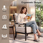 DUHOME Linen Fabric Spindle Accent Chair Set of 2,Bobbin Chair with High Resilience Spring Cushion and Armrest Pads, Leisure Armchair for Living Room Bedroom Farmhouse Home Office Belcony