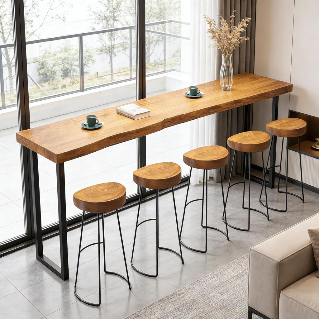 78.7in Bar Table,Solid Wood Narrow Counter Height Table, Industrial Kitchen Dining Table, for Coffee Shop, Living Room, Party Room, Small Space, Pub (78.7 * 17.71 * 41.3in)