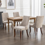 Mid Century Modern Dining Chairs Set of 8, Beige Linen Upholstered Kitchen & Dining Room Chairs Set of 8, Kitchen Chairs with Wood Legs, Sillas de Comedor (Beige, 8 Pcs)