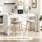 55” Bar Table，Modern Counter Height Pub Table, Long Bar Dining Table with Faux Marble Tabletop，Rectangular Home Bar Unit for 4-6 People, Kitchen, Living Room, Bar, Faux Marble