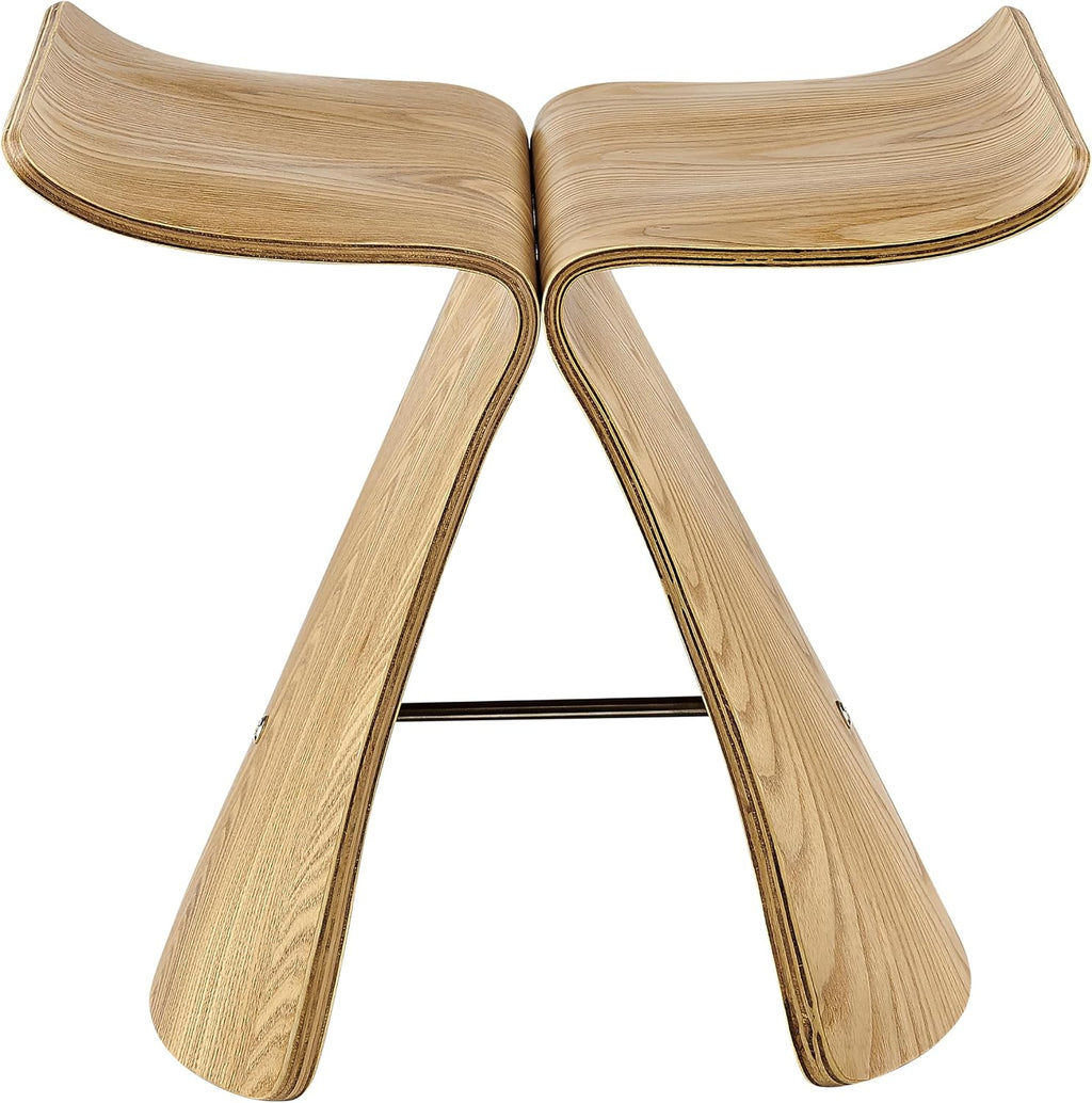 Euro Style Fleur End Table | Sculptural Ribbon-Curve Silhouette Butterfly Design | Easy-Reach Compact Side Table for Snacks, Drinks, Remote, Magazine or Living Essentials | Natural Ash Veneer
