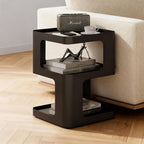 Modern Side Table, 2-Tier Small End Table for Living Room, Bedroom & Office, Matte Black Accent Table, No Assembly Needed, Durable Nightstand or Coffee Table