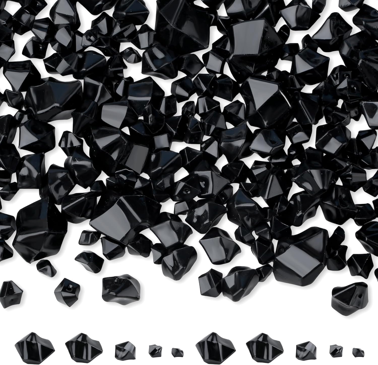 700 Pcs Black Fake Crushed Ice Rocks 5 Sizes Acrylic Diamonds Crystals Gems Vase Fillers for DIY Craft Photography Props Aquarium Tank Table Scatter Home Decoration