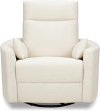 Davinci Atlas Upholstered Recliner and Swivel Glider in Vanilla | Nursery Glider Chair with High Back, Padded Armrests, and Bolster Pillows | Smooth Recline for Nursing and Feeding