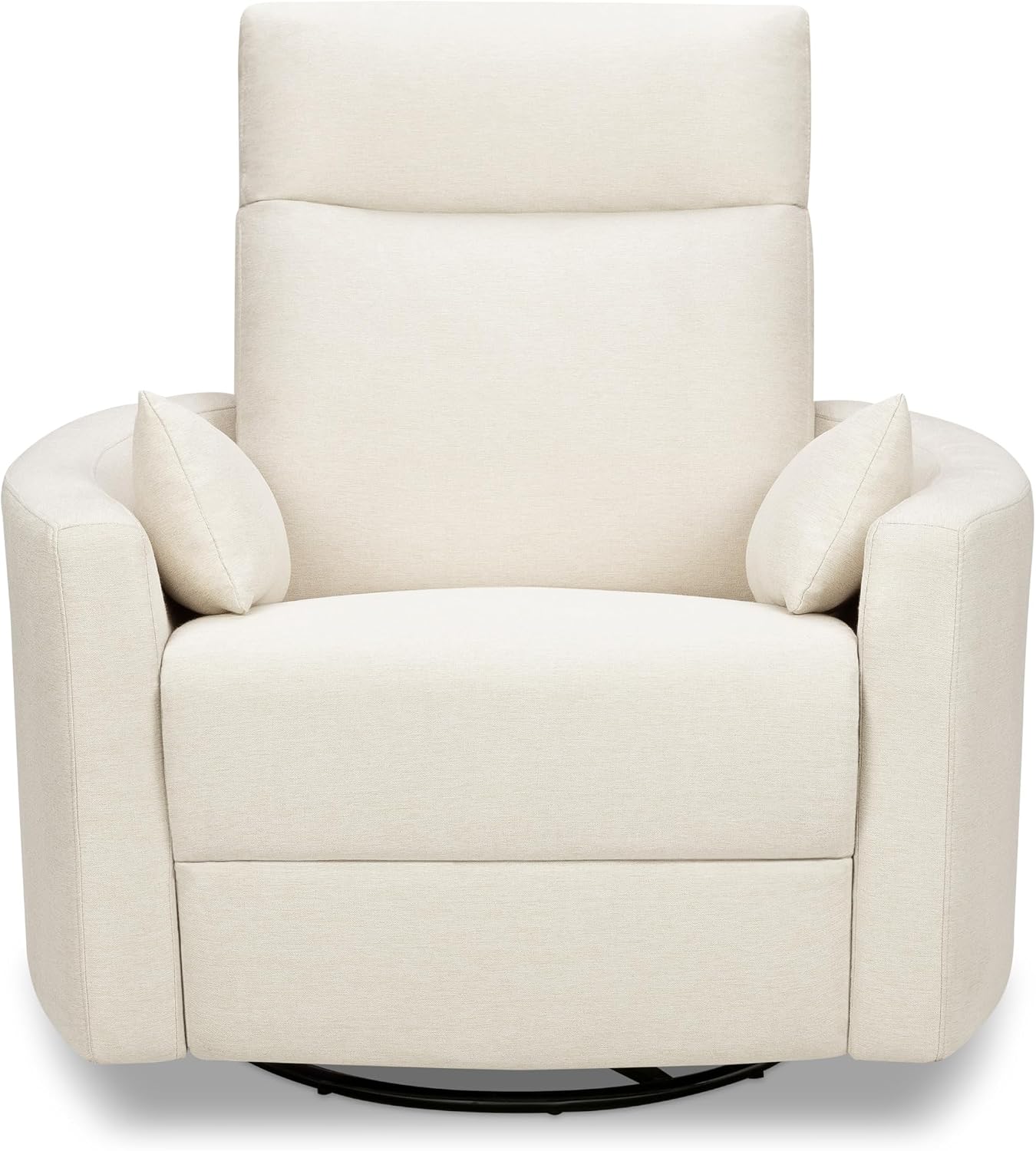 Davinci Atlas Upholstered Recliner and Swivel Glider in Vanilla | Nursery Glider Chair with High Back, Padded Armrests, and Bolster Pillows | Smooth Recline for Nursing and Feeding