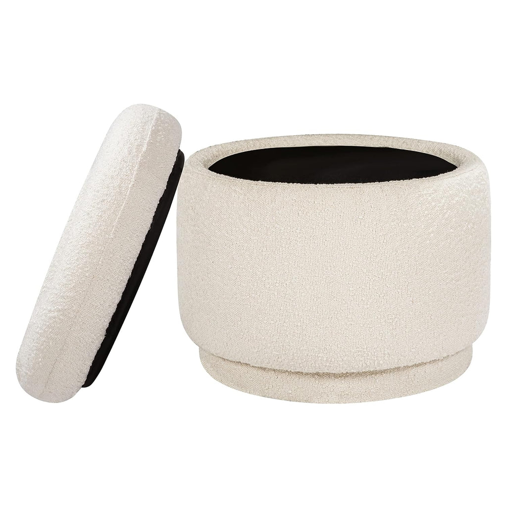 Babyletto Enoki Storage Ottoman in Ivory Boucle, Greenguard Gold and CertiPUR-US Certified