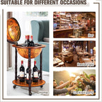 TANGZON 330MM/360MM Globe Drinks Cabinet, Movable Whisky Wine Spirits Cabinet with Casters, Wine Container Minibar Storage Wooden Cart (Brown)