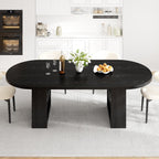 Jocoevol 78.7" Dining Table for 6-10 People, Oval Dining Room Table with 3-Tier Storage Shelf, Modern Black Kitchen Tables with Heavy Duty Pedestal Base for Home, Dining Room, Black