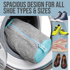 Shoe Washing Machine Bag 2 Pack, Laundry Shoe Bag for Washer and Dryer, Shoe Cleaning Bags for Sneakers, Deep Cleaning Machine for All Shoes Types With Self-locking Zipper (Gray, 2 Pack)