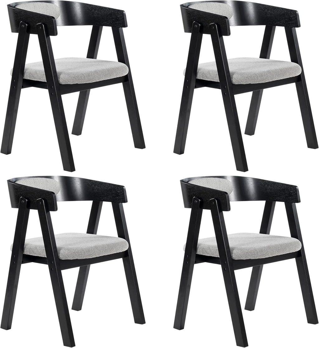Chogori Wooden Dining Chairs, Modern Dining Room Chairs with Arms and Upholstered Seat, Farmhouse Style Chairs for Kitchen, Dining Room, Living Room (Black, Set of 4)