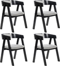 Chogori Wooden Dining Chairs, Modern Dining Room Chairs with Arms and Upholstered Seat, Farmhouse Style Chairs for Kitchen, Dining Room, Living Room (Black, Set of 4)