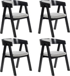 Chogori Wooden Dining Chairs, Modern Dining Room Chairs with Arms and Upholstered Seat, Farmhouse Style Chairs for Kitchen, Dining Room, Living Room (Black, Set of 4)