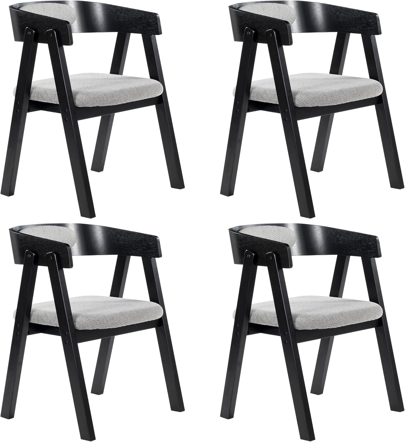 Chogori Wooden Dining Chairs, Modern Dining Room Chairs with Arms and Upholstered Seat, Farmhouse Style Chairs for Kitchen, Dining Room, Living Room (Black, Set of 4)