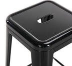 Buschman Metal Bar Stools 24" Counter Height, Indoor/Outdoor and Stackable, Set of 4 (Black)
