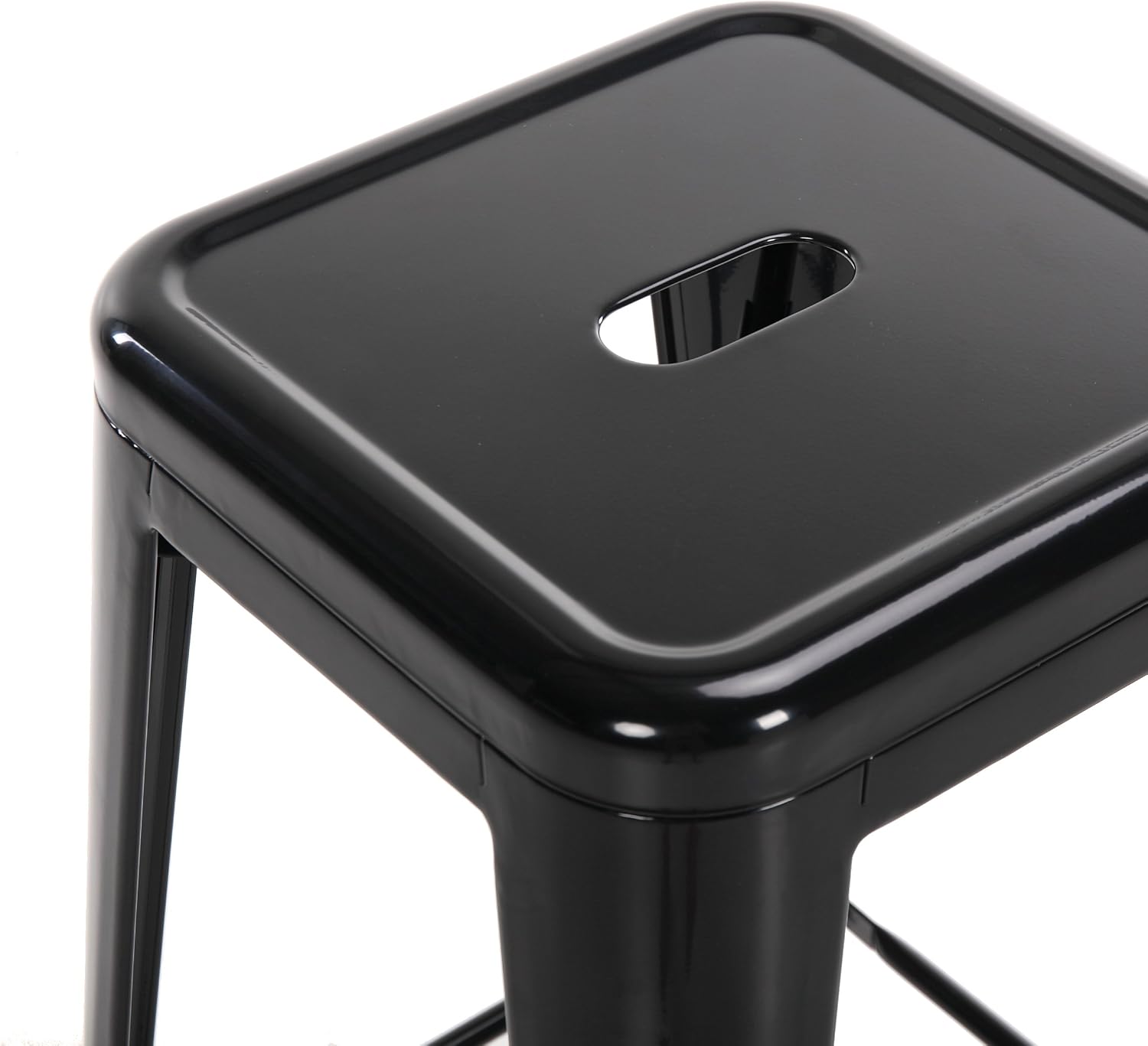 Buschman Metal Bar Stools 24" Counter Height, Indoor/Outdoor and Stackable, Set of 4 (Black)