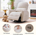 Swivel Rocker Recliner, Manual Swivel Glider Nursery Recliner Chair with Adjustable Headrest and Lumbar Support, Rocking Recling Chairs for Small Space, Living Room, Bedroom, Chenille Camel