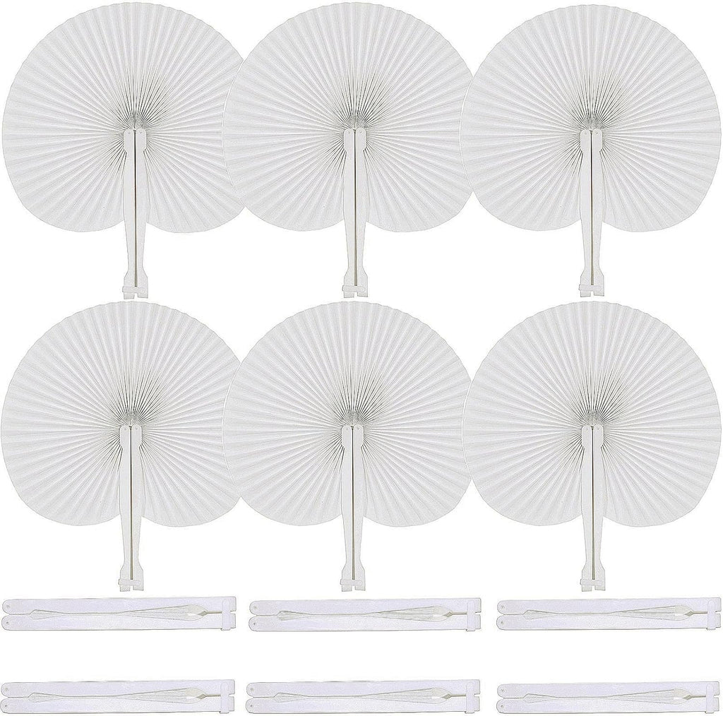 60 Pcs White Paper Fans,Foldable Handheld Fans for Women,Round Wedding Decorative Folding Hand Fan for Bridal Guest Church Party Favors Dancing Birthday DIY