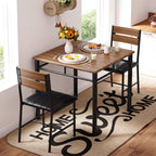 IRONCK Dining Table Set for 2, Small Kitchen Table with Upholstered Chairs for Kitchen & Dining Room, Compact Dining Set for Small Spaces, Walnut
