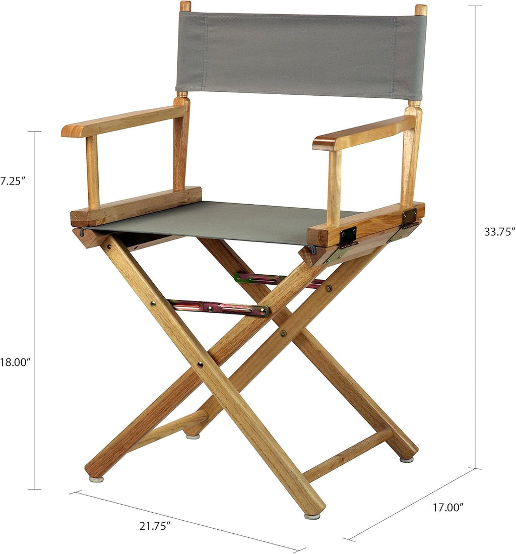 Casual Home 18" Director's Chair Natural Frame with Grey Canvas