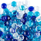 3 lb Flat Glass Marbles for Home Decor, Blue Mixed Glass Gems | 300-320 pcs, Glass material, light-reflecting decor, homeowners & crafters,vase filler, fish tanks, weddings;