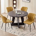 Dining Chairs Set of 4, [Water Resistant Fabric] Modern Upholstered Dining Room Kitchen Chairs with Metal Legs, Yellow (Only Chairs)