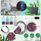 8-pack Summer Beach Tote Bags, Waterproof Sandproof Reusable Shopping & Groceries Bags with Zipper Foldable Pocket-size(Lively)