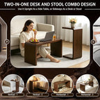 C Shaped End Table, Wooden Sofa Side Table, for Living Room, Bedroom, Office, for Laptop, Coffee, One-Piece Design Saves Space, Walnut