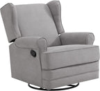 Oxford Baby Teegan Upholstered Glider Recliner Rocking Chair 360° Swivel for Nursery and Living Room - Gray