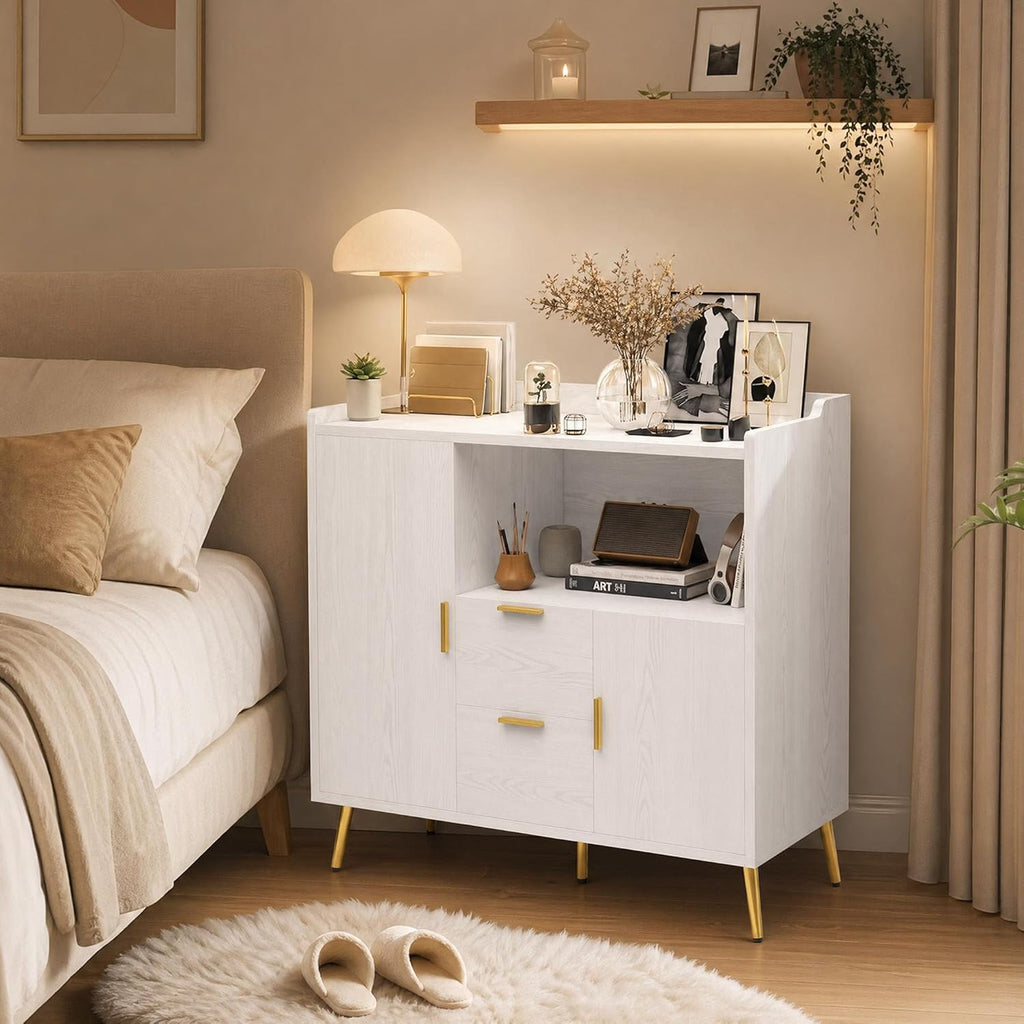 40 Inch Sideboard Buffet Cabinet with Storage & Drawers, Sturdy Wood Kitchen Cabinet with Waterproof Surface for Easy Maintenance